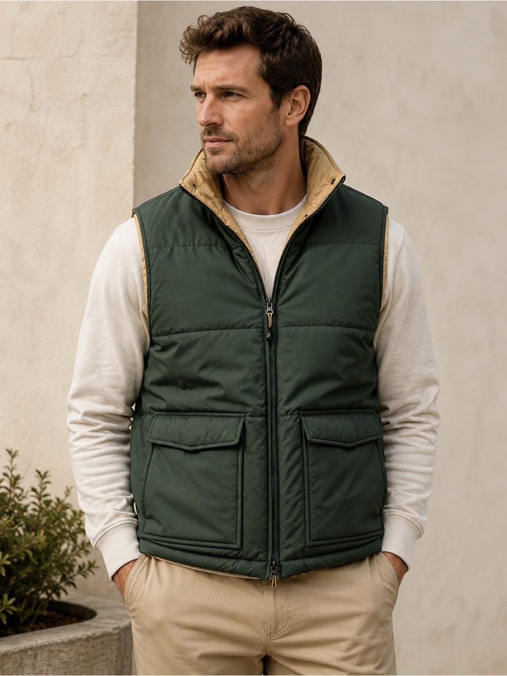 IZOD performance reversible vest Green / khaki Men’s Small